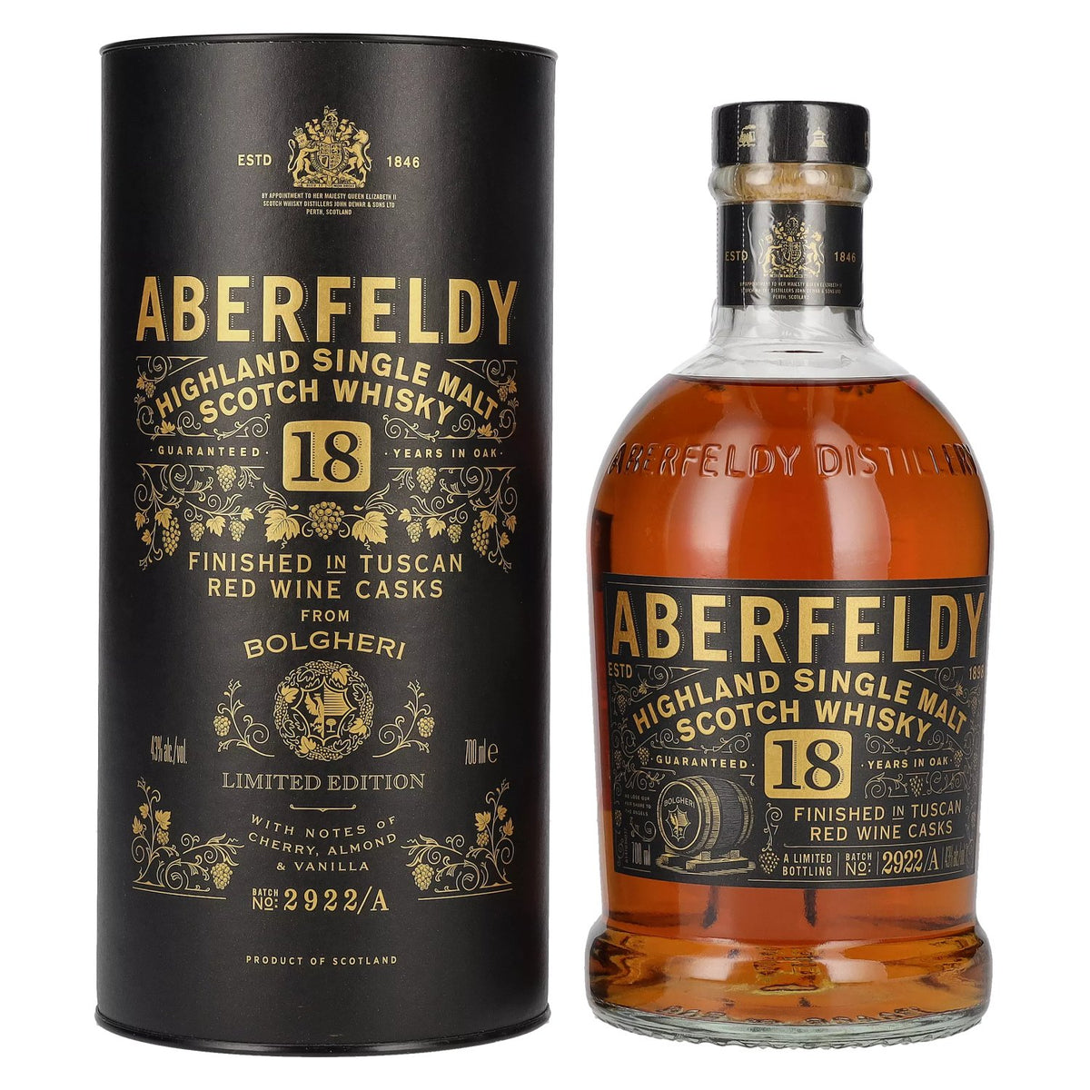 Aberfeldy 18 Years Old Red Wine Casks BOLGHERI 43% Vol. 0,7l in geschenkverpakking