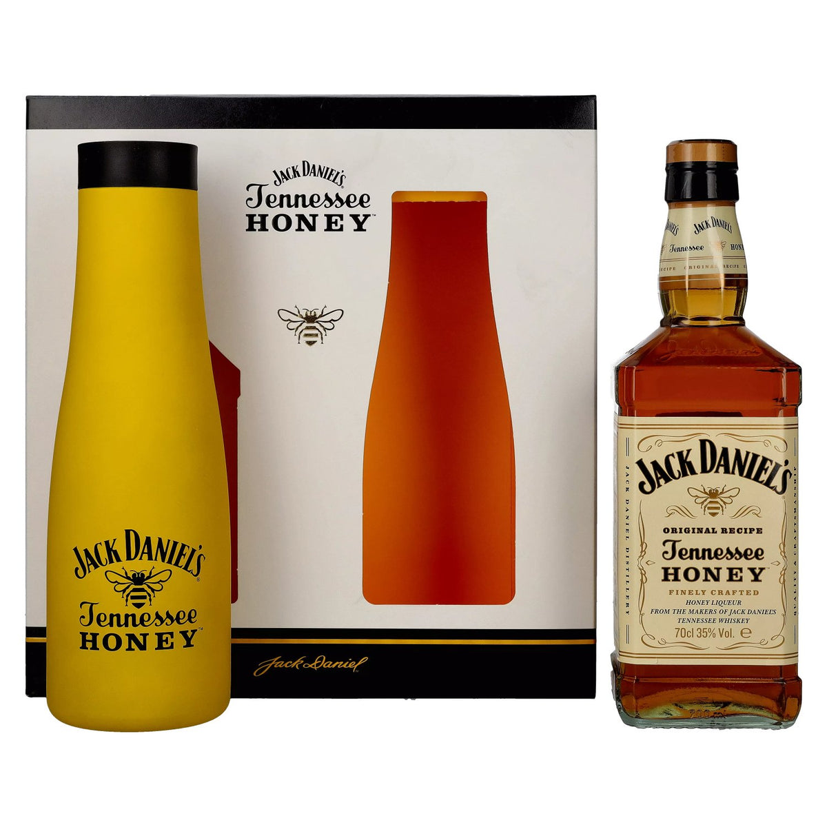 Jack Daniel's Tennessee HONEY 35% vol. 0.7l in a gift box with a thermos flask