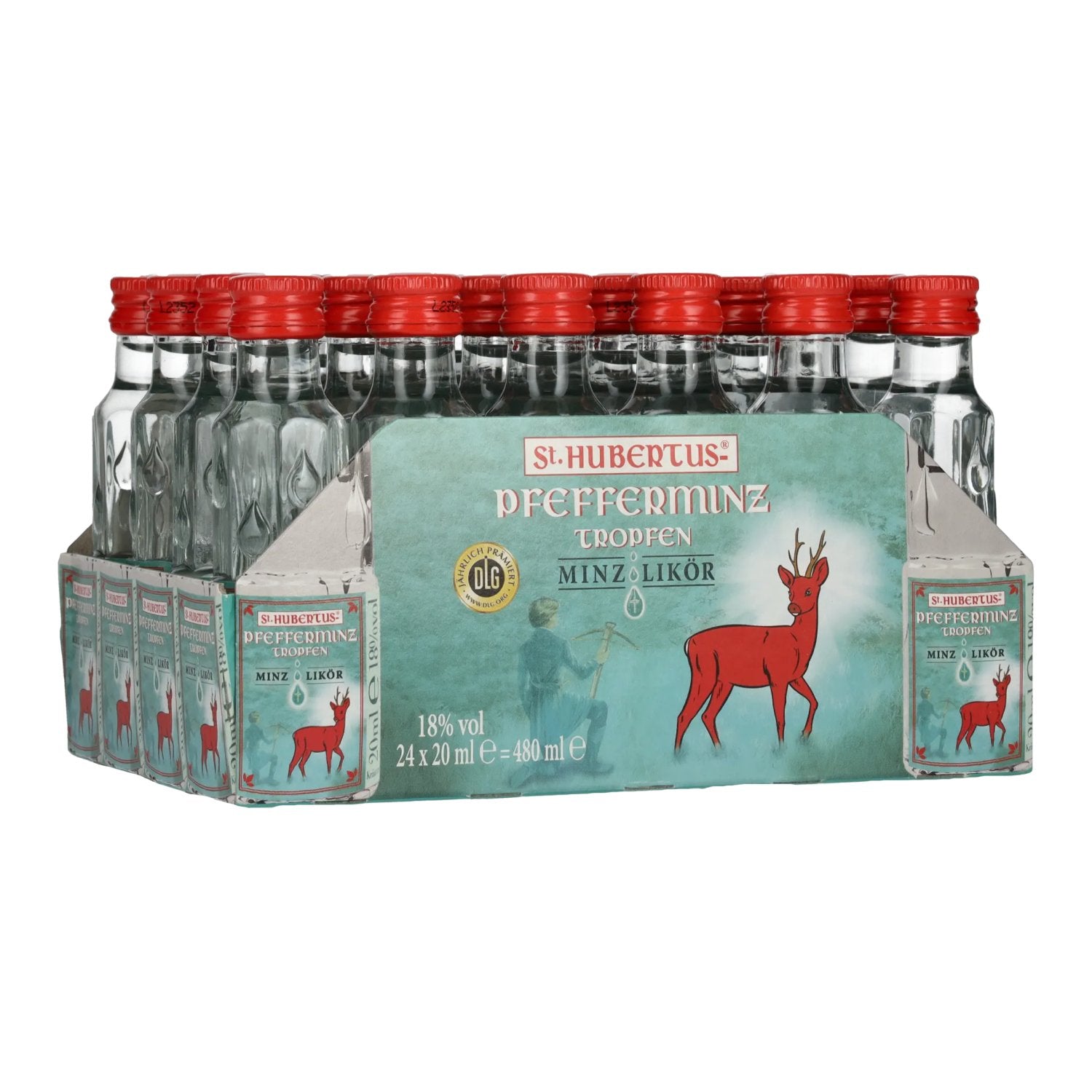 St. Hubertus PFEFFERMINZ Druppels Munt Likeur 18% Vol. 24x0.02l