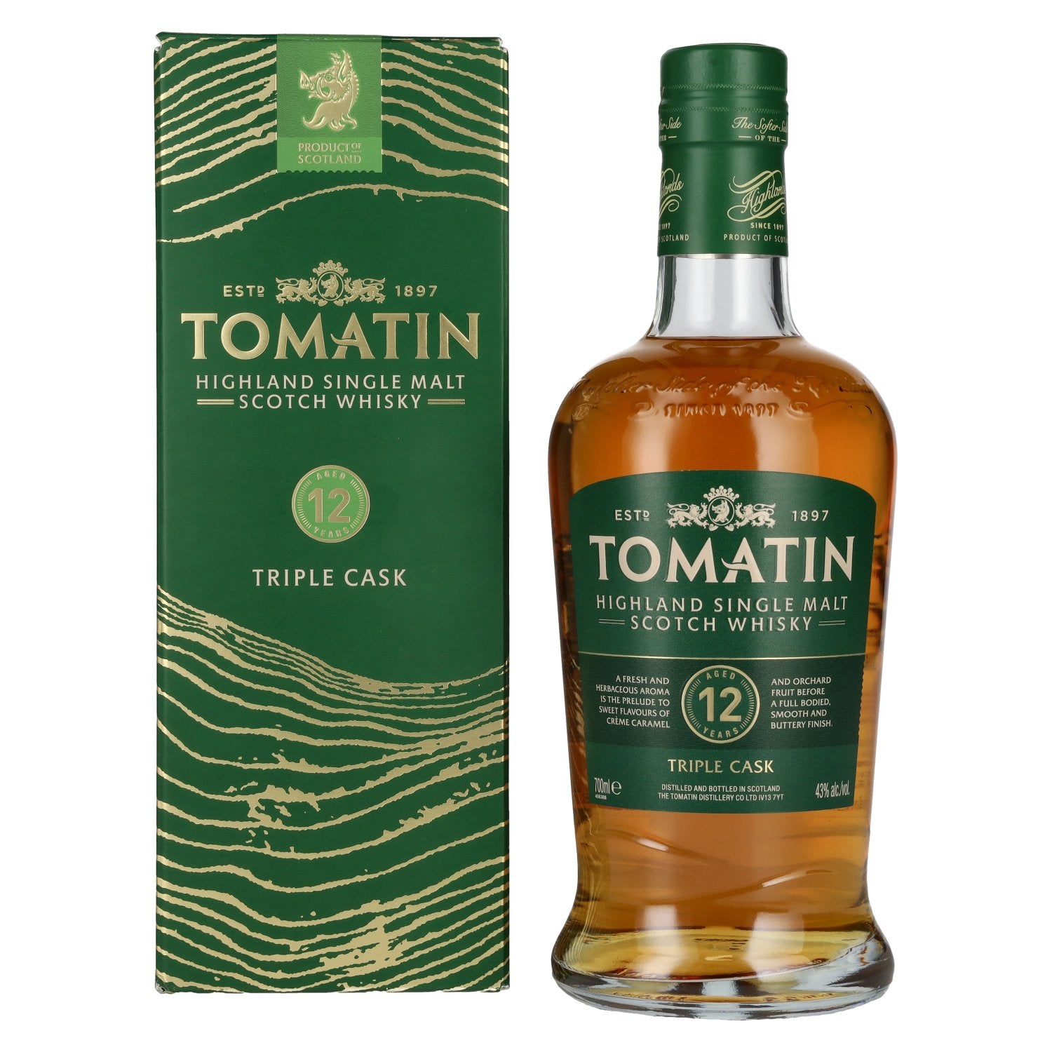 Tomatin 12 Years Old BOURBON & SHERRY CASKS 43% Vol. 0,7l in Geschenkbox