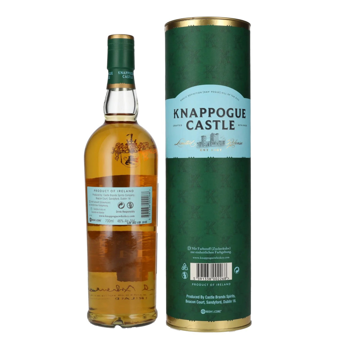 Knappogue Castle Whiskey 14 Years Old TWIN WOOD Ierse whisky 46% vol. 0,7 l in geschenkverpakking