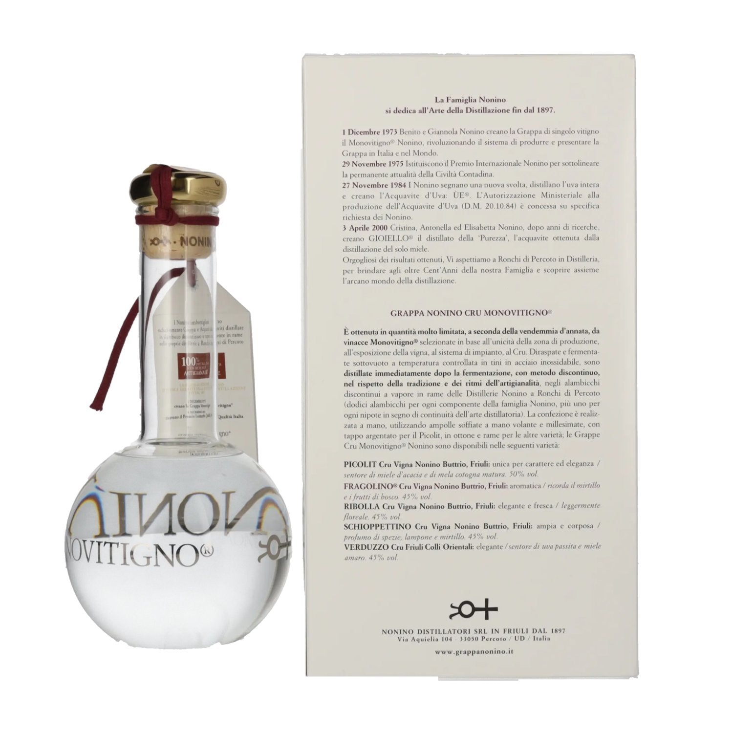 Nonino Grappa Cru Monovitigno Fragolino 45% Vol. 0,5l in Geschenkbox