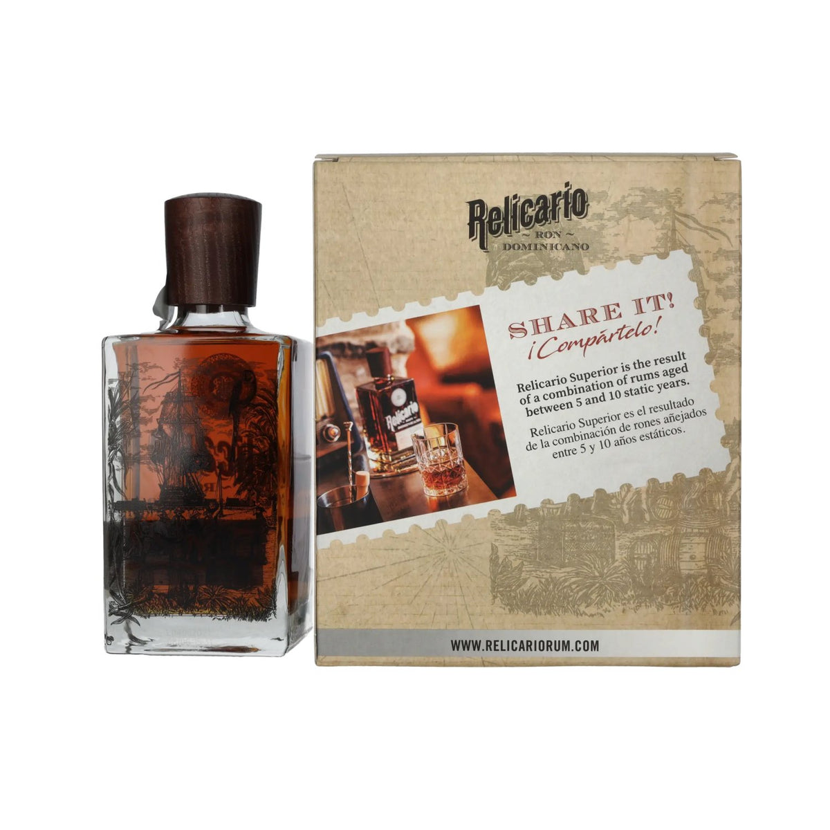 Relicario Ron Dominicano Superior 40% Vol. 0,7l in Geschenkbox mit 2 Gläsern
