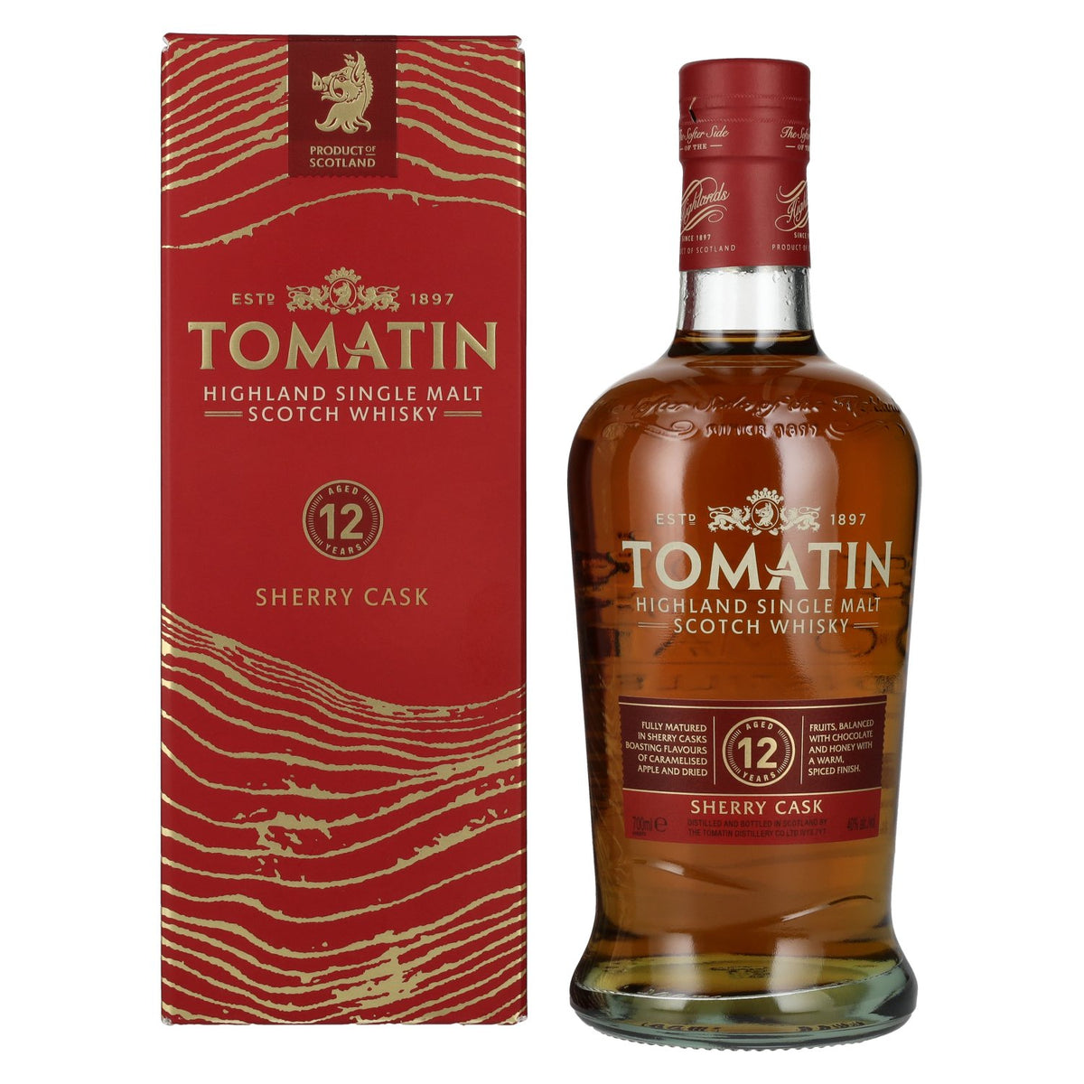 Tomatin 12 Years Old SHERRY CASK 40% vol. 0,7 l in geschenkverpakking