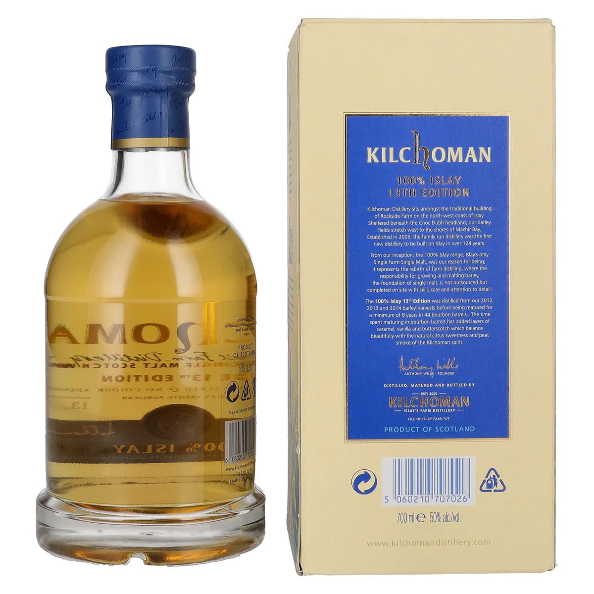 Kilchoman 100 % Islay, 13e édition 2023, 50 % vol., 0,7 l, dans un coffret cadeau