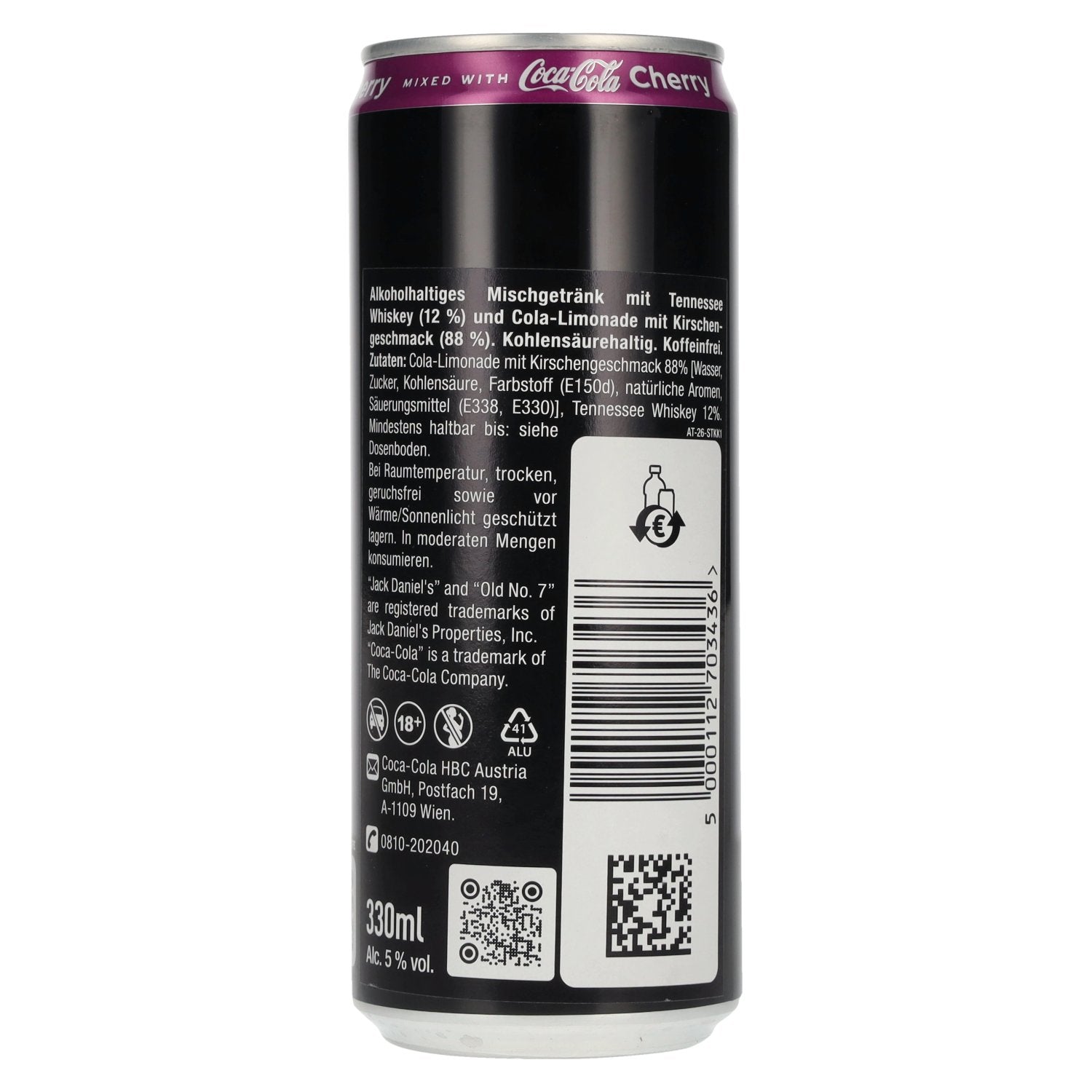 Jack Daniel's No. 7 Whiskey & Coca Cola CHERRY 5% Vol. 0,33l Dose Pfand