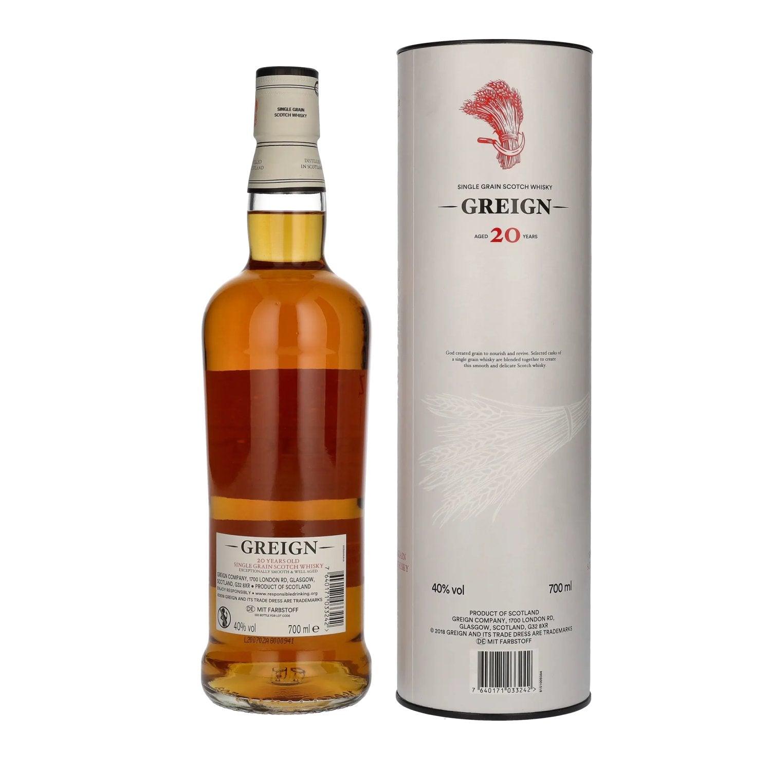 Greign 20 Years Old Single Grain Scotch Whisky 40% Vol. 0,7l in gift box