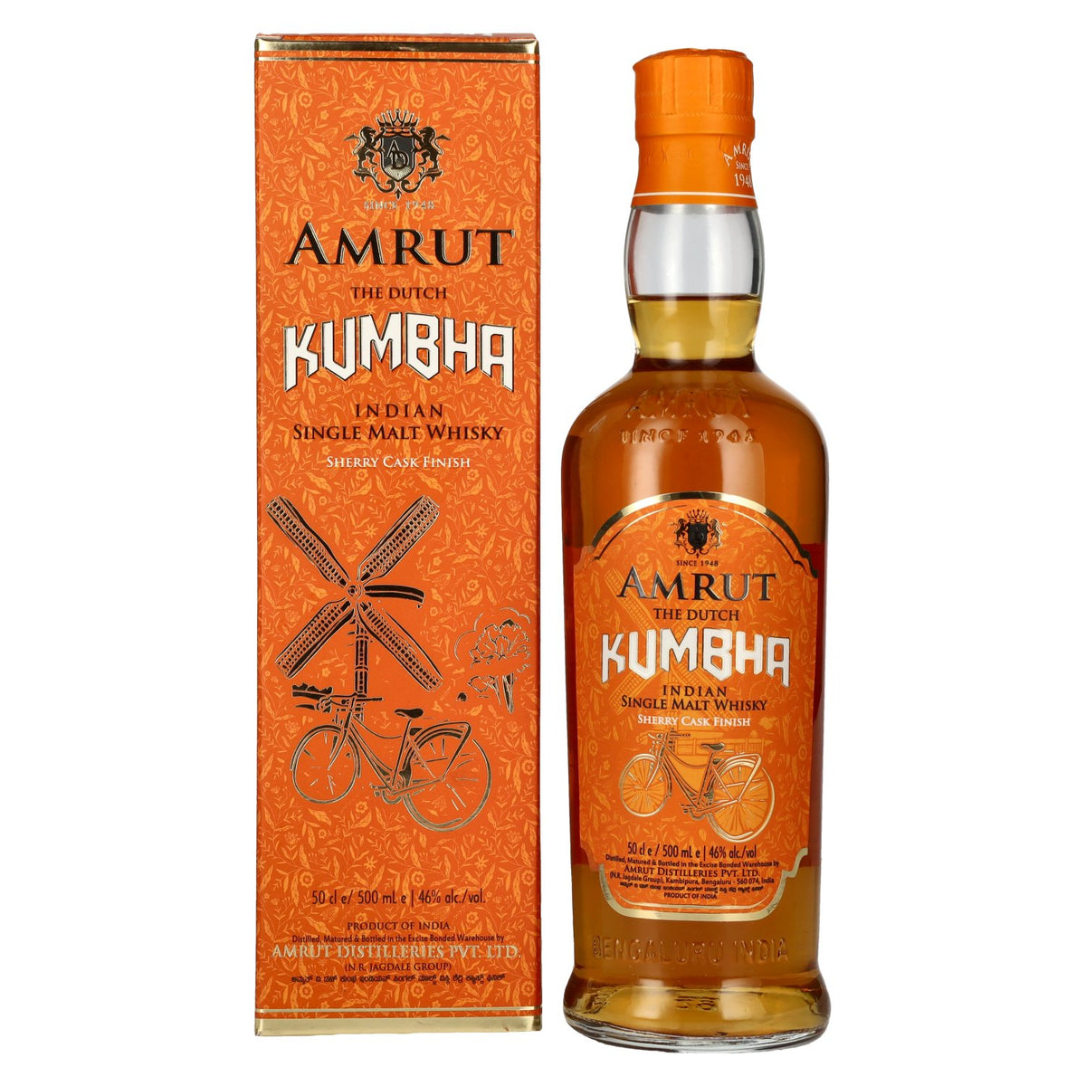 Amrut THE DUTCH KUMBHA, whisky single malt avec finition en fût de sherry, 46 % vol., 0,5 l, dans un coffret cadeau
