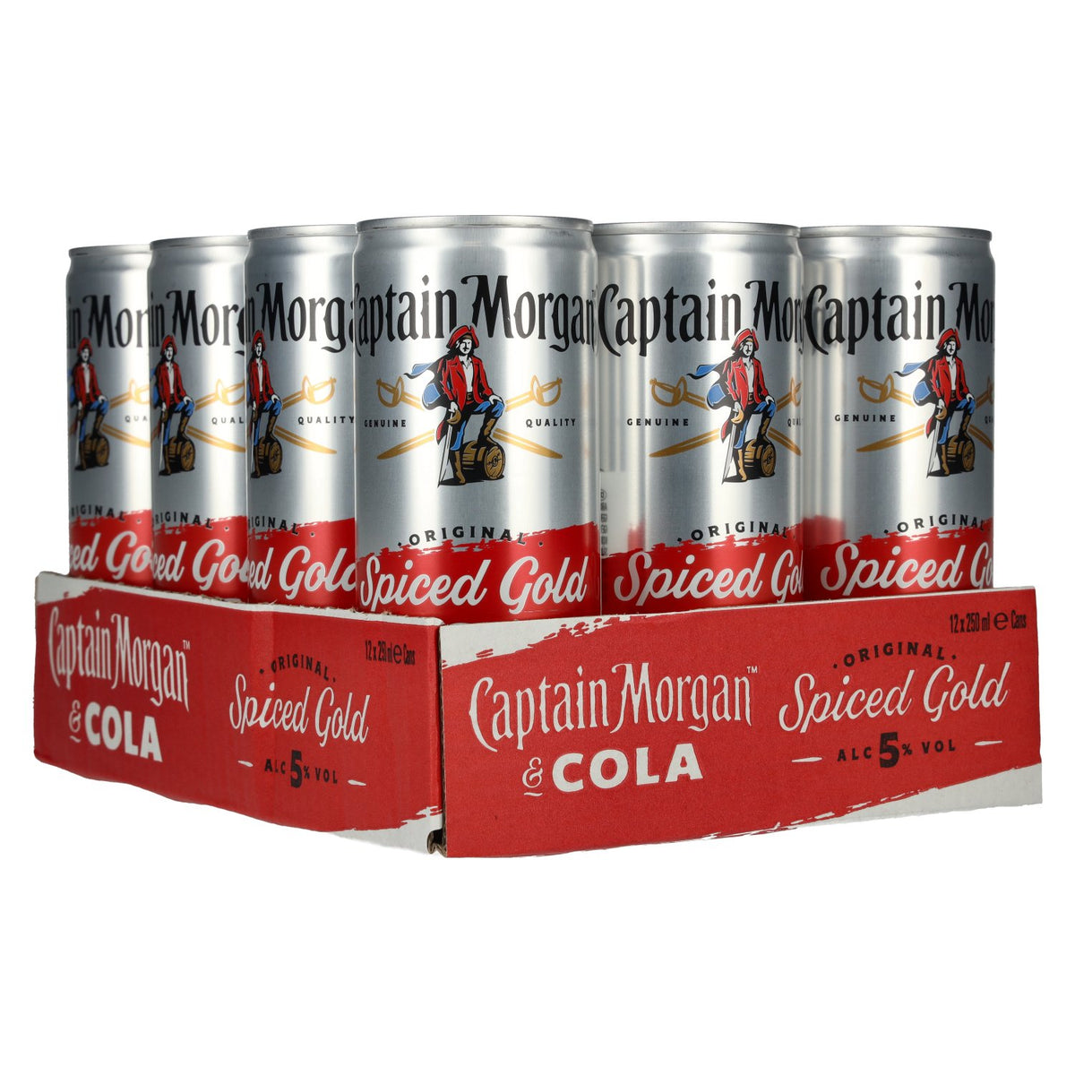 Captain Morgan Original Spiced Gold &amp; Cola 5 % vol., 12 canettes de 0,25 l, consigne