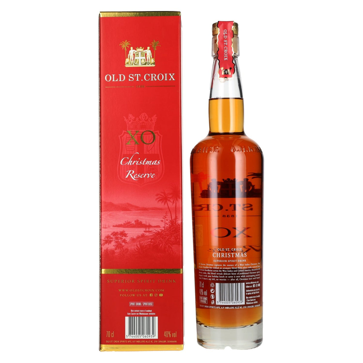 Old St. Croix A.H. Riise X.O. Reserve Christmas Superior Spirit Drink 40 % vol. 0,7 l dans un coffret cadeau