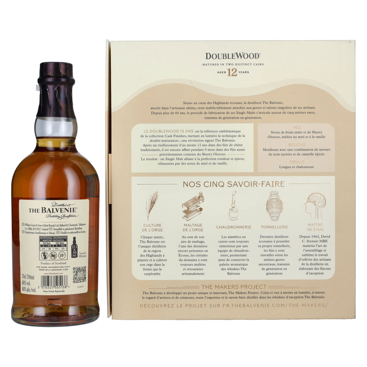 Balvenie 12 Years Old Double Wood 40% vol. 0.7 l in a gift box with 2 glasses