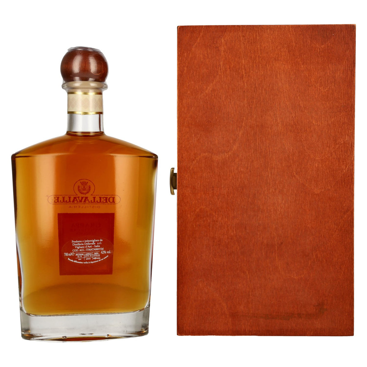 Grappa Dellavalle vieillie en fûts de Porto, millésime unique, 42 % vol., 0,7 l, dans un coffret en bois