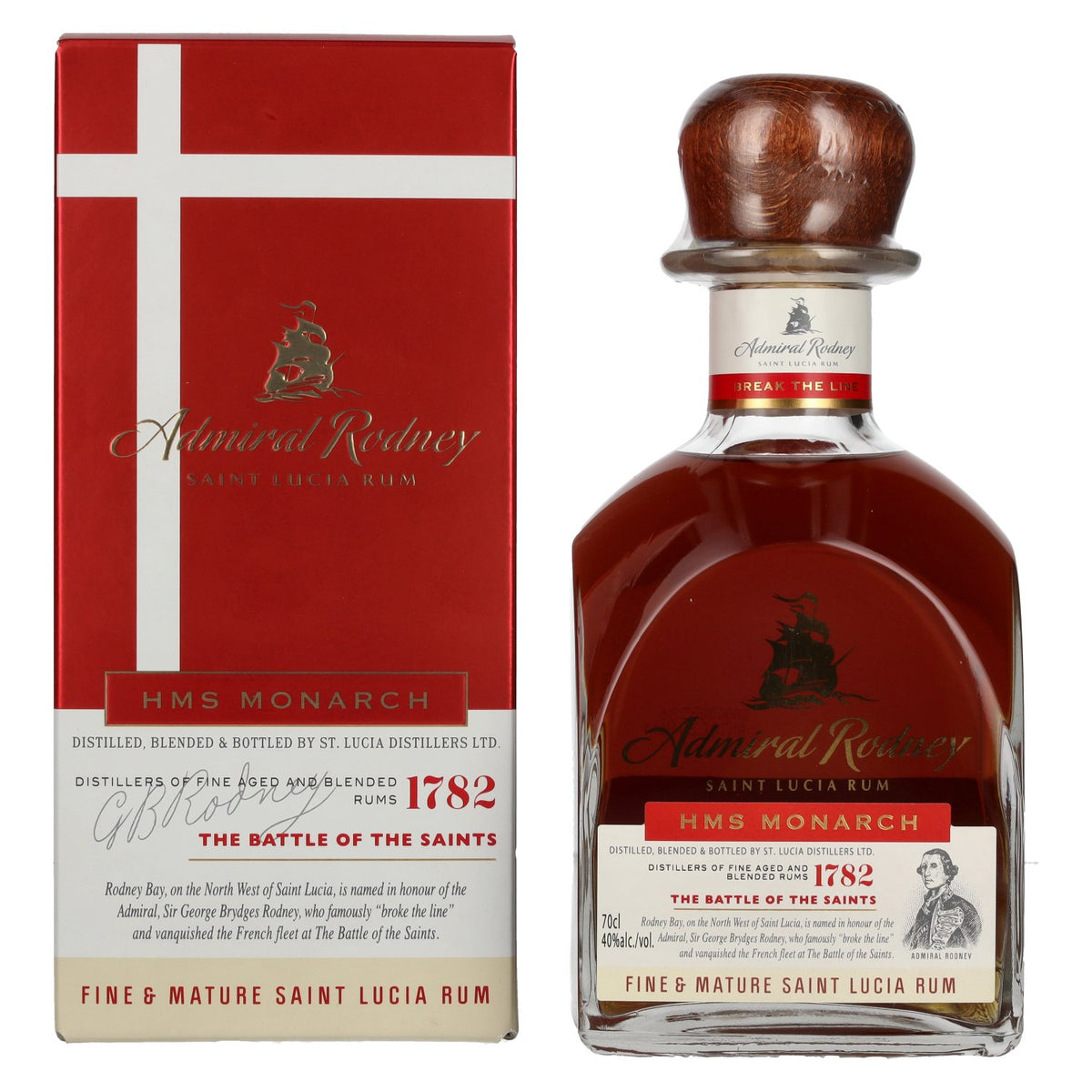 Admiral Rodney HMS MONARCH Saint Lucia Rum 40% Vol. 0,7l in Geschenkbox
