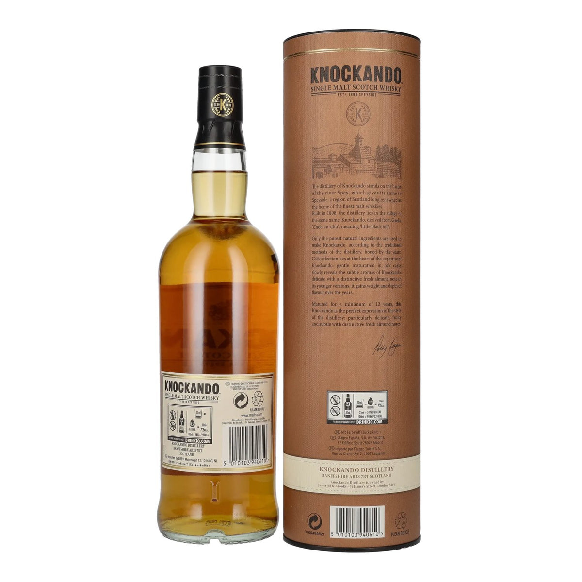 Knockando Whisky single malt 12 ans d'âge, 43 % vol., 0,7 l, dans un coffret cadeau