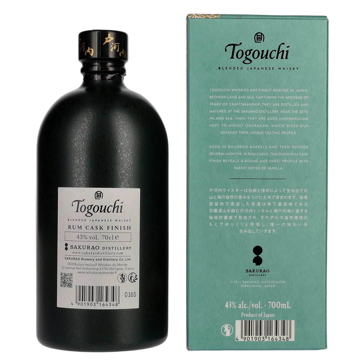 Togouchi Japanese Blended Whisky Rum Cask Finish 43% vol. 0,7 l in geschenkverpakking