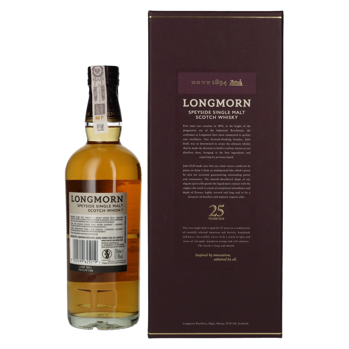 Longmorn 25 Years Old Speyside Single Malt Scotch Whisky 52,8% Vol. 0,7l in Geschenkbox