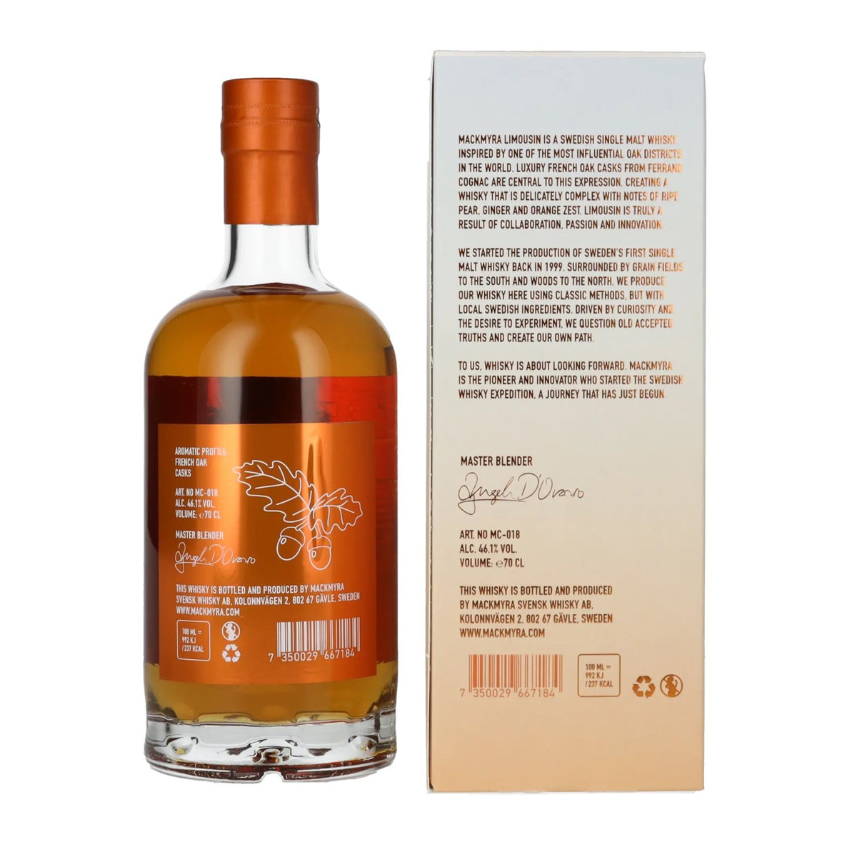Mackmyra LIMOUSIN Swedish Single Malt Whisky 46.1% ABV, 0.7l in a gift box