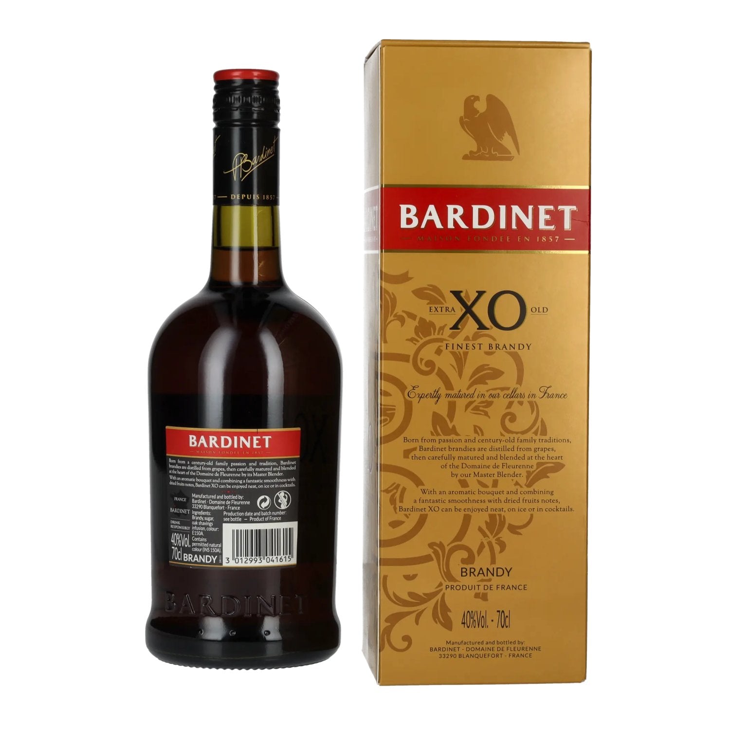 Bardinet XO Extra Old Fijnste Brandewijn 40% Vol. 0,7l in geschenkverpakking