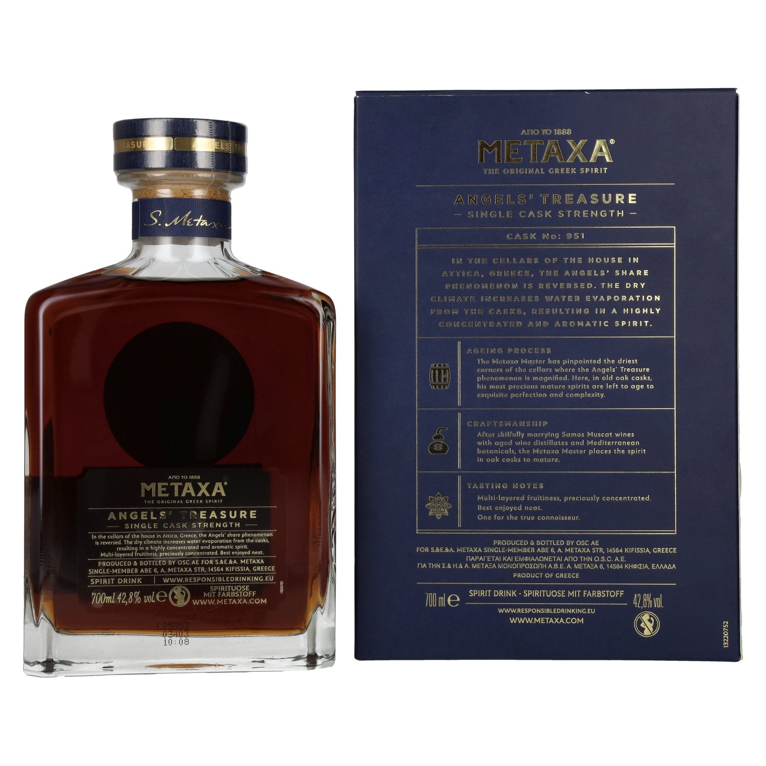 Metaxa Angels' Treasure Single Cask Strength 42,8% Vol. 0,7l in geschenkverpakking