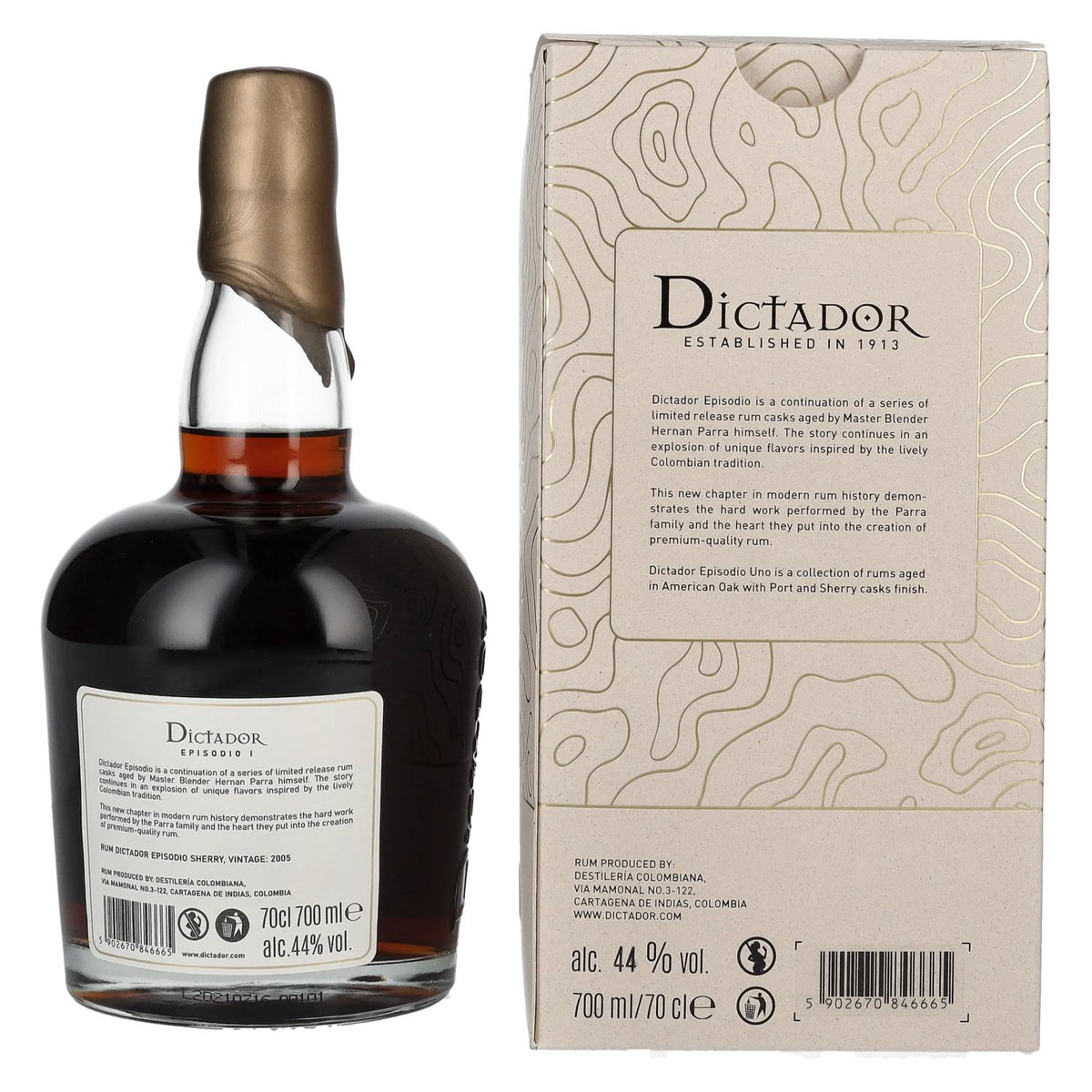Dictador EPISODIO I 16 Years Old SHERRY CASK Rum 2005 44% Vol. 0,7l in Geschenkbox