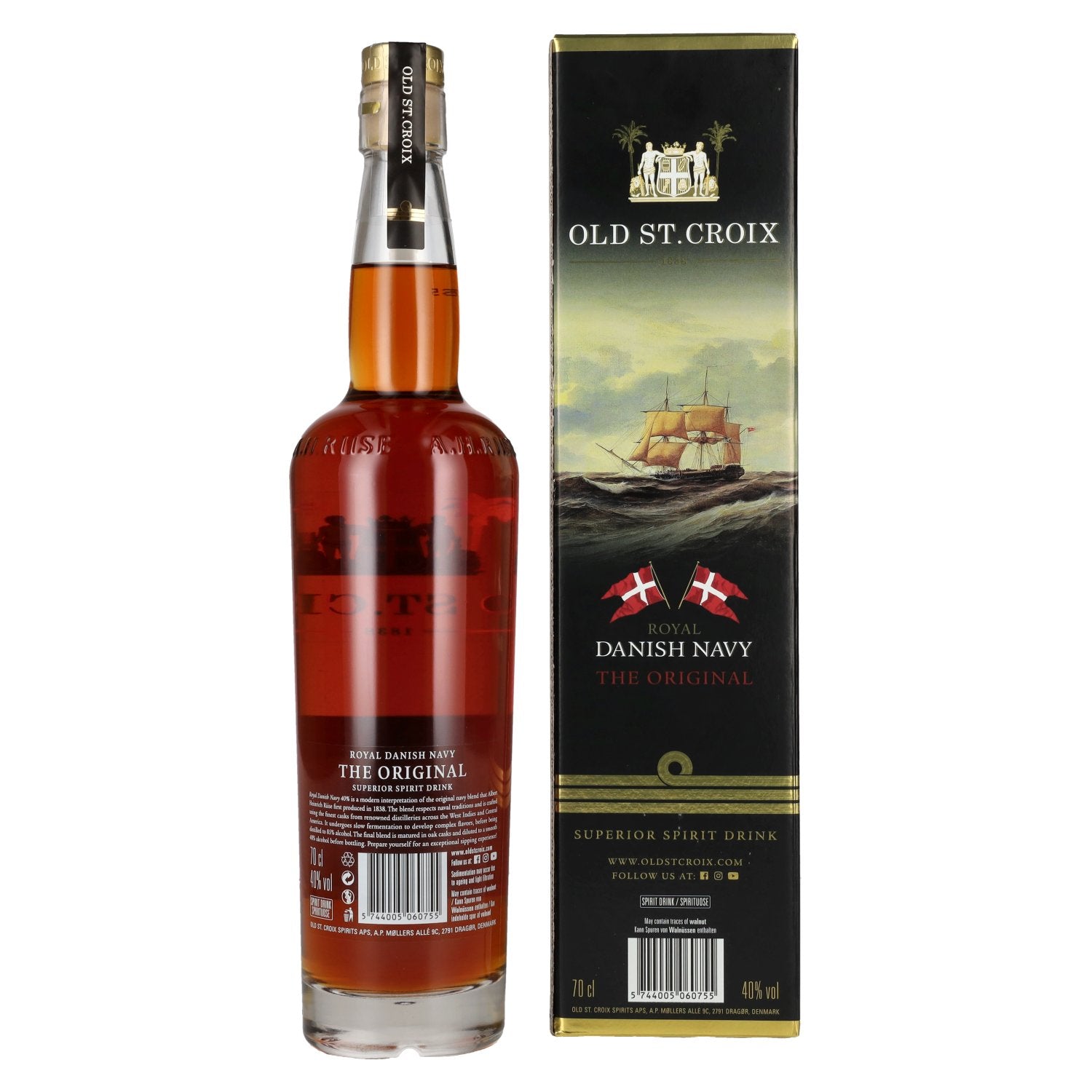 Old St. Croix A.H. Riise Royal DANISH NAVY Superior Spirit Drink 40% Vol. 0,7l in Geschenkbox