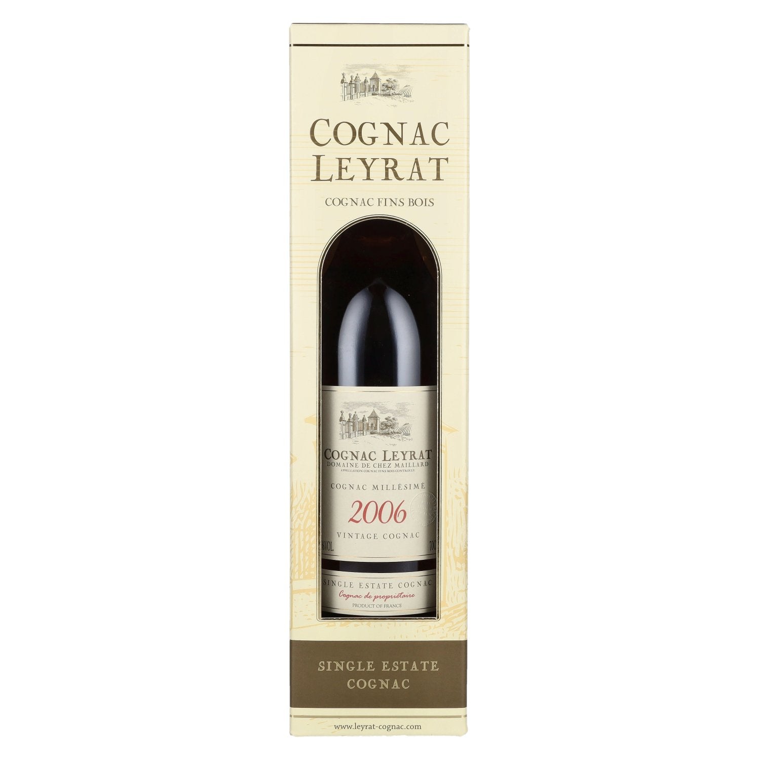 Cognac Leyrat Single Estate Cognac, Vintage 2006, 44% ABV, 0.7 litres, in a gift box
