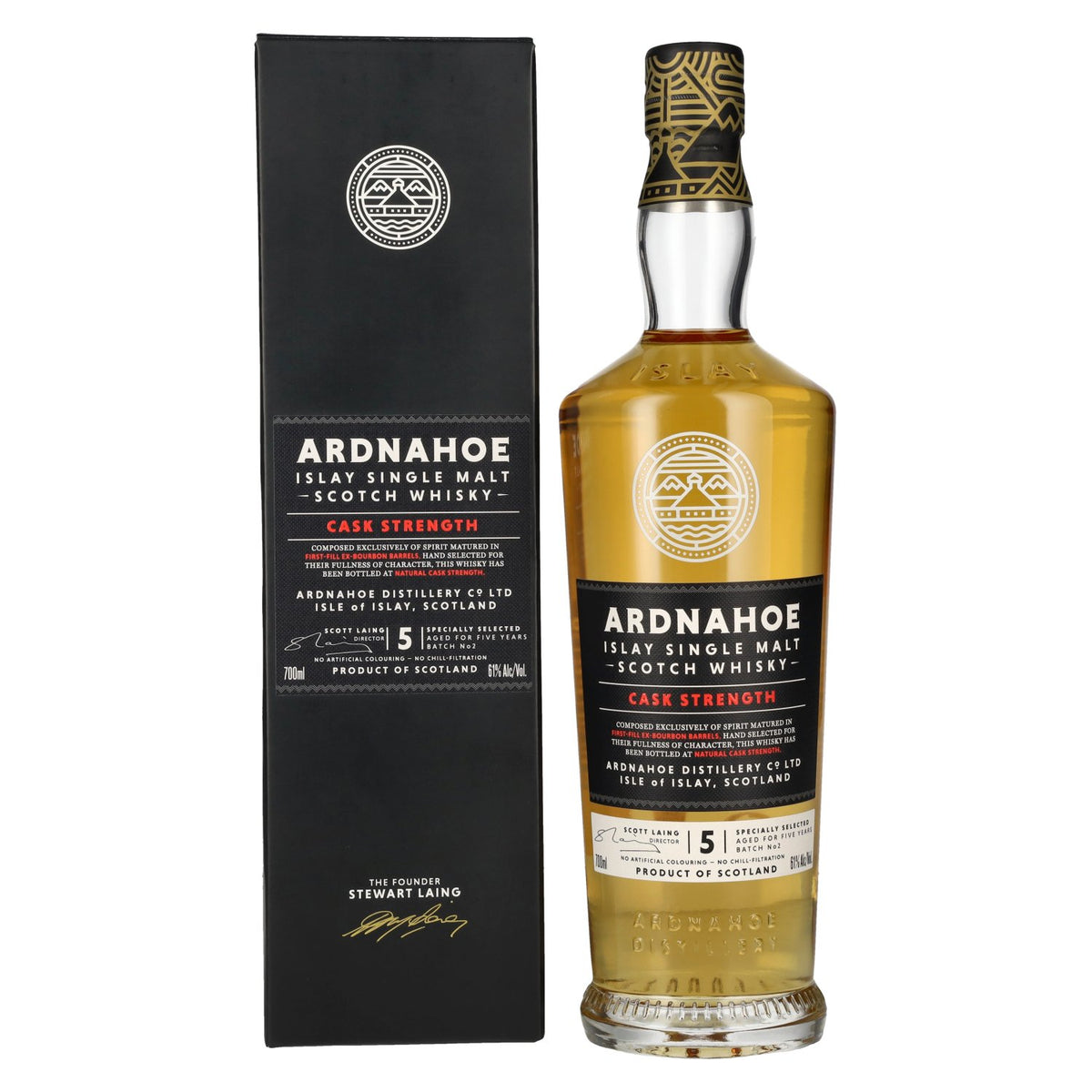 Ardnahoe 5 Years Old CASK STRENGTH Islay Single Malt Scotch Whisky 61% Vol. 0,7l en coffret cadeau