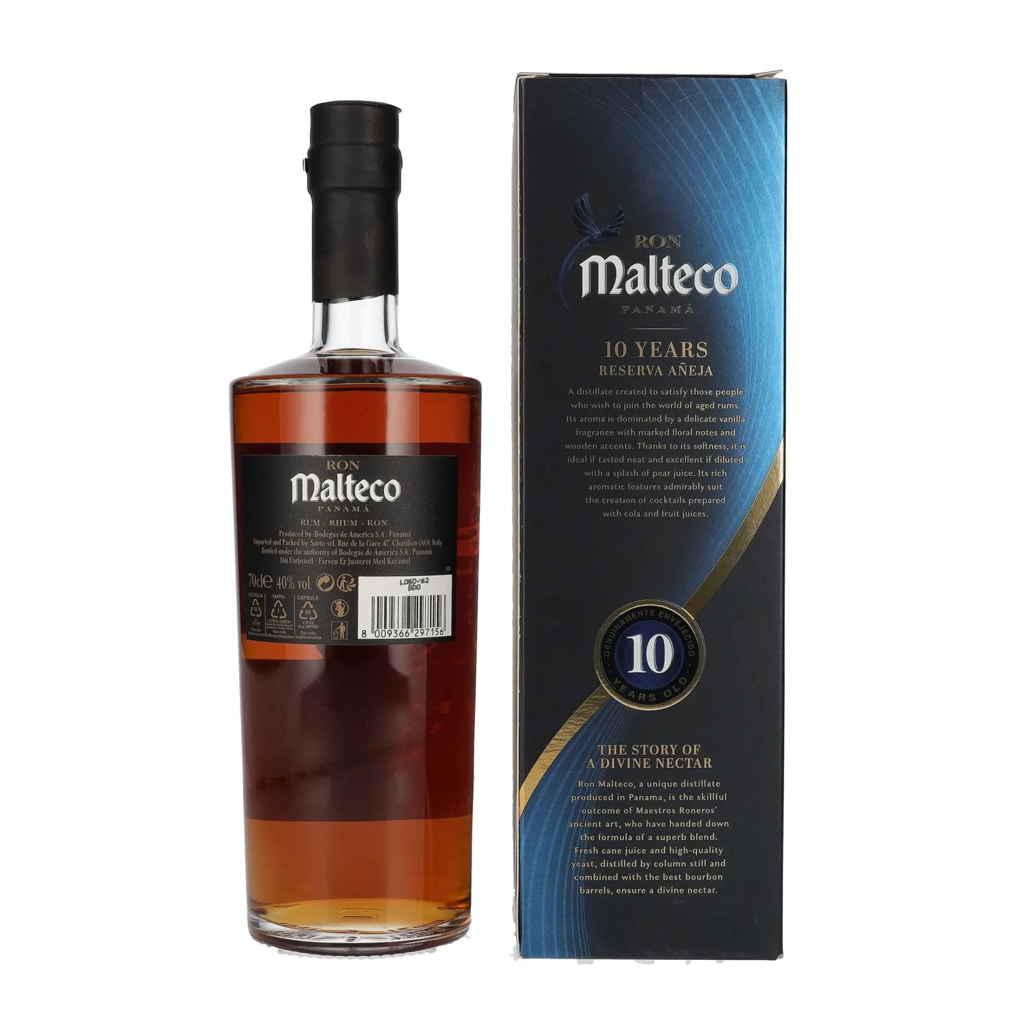 Ron Malteco 10 Años Reserva Añeja 40% Vol. 0,7l en boîte cadeau