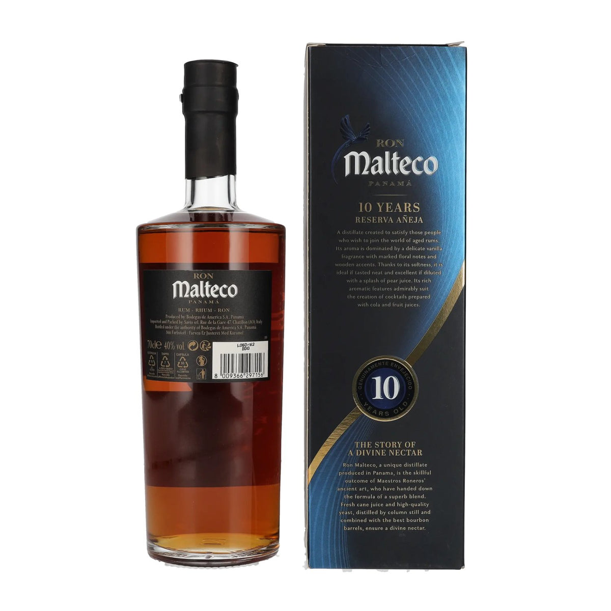 Ron Malteco 10 ans d'âge, Réserve, Vieillissement prolongé, 40 % vol., 0,7 l, dans un coffret cadeau