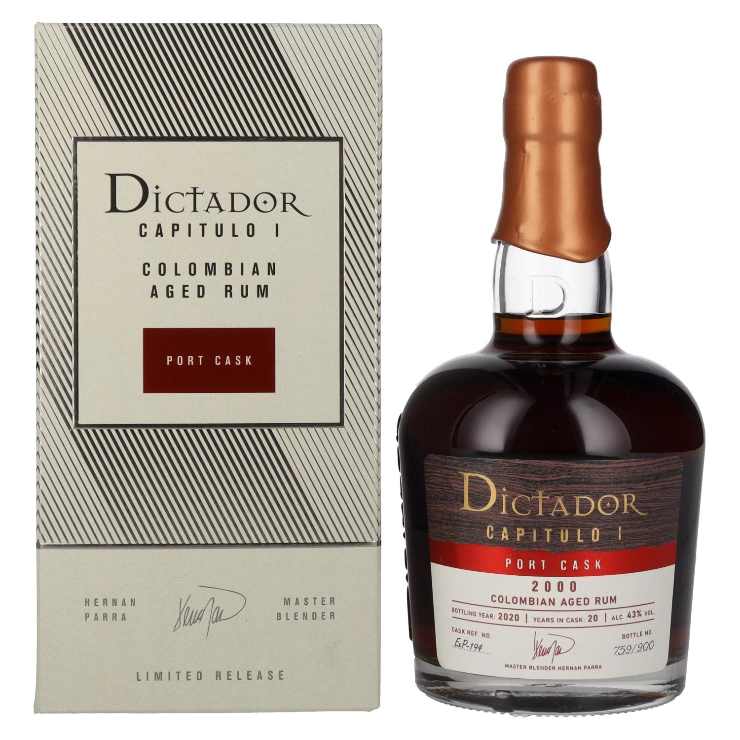 Dictador CAPITULO I 20 Jaar Old Port Cask Colombian Aged Rum 2000 43% Vol. 0,7l in geschenkverpakking