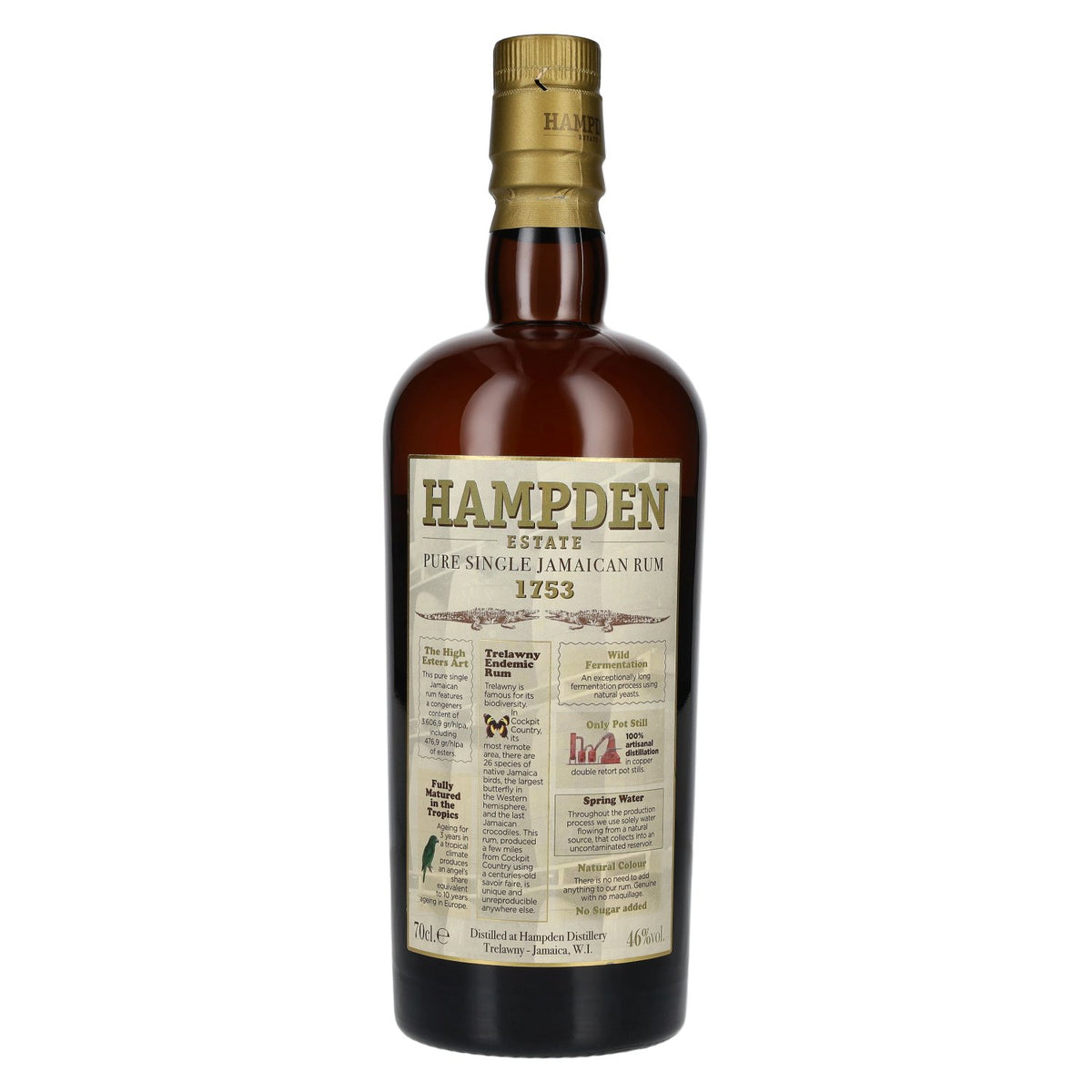 Hampden Estate Rum 1753, rhum pur jamaïcain de 3 ans d'âge, 46 % vol., 0,7 l