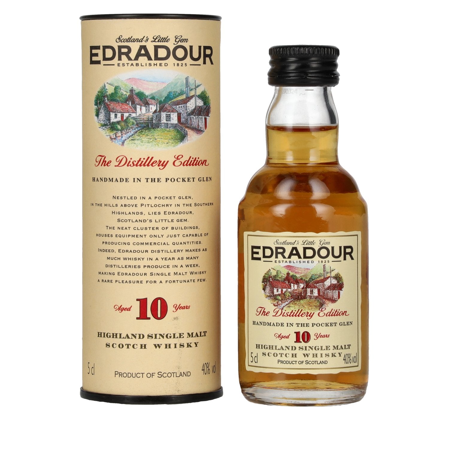 Edradour 10 Years Old Highland Single Malt Scotch Whisky 40% Vol. 0,05l in Geschenkbox