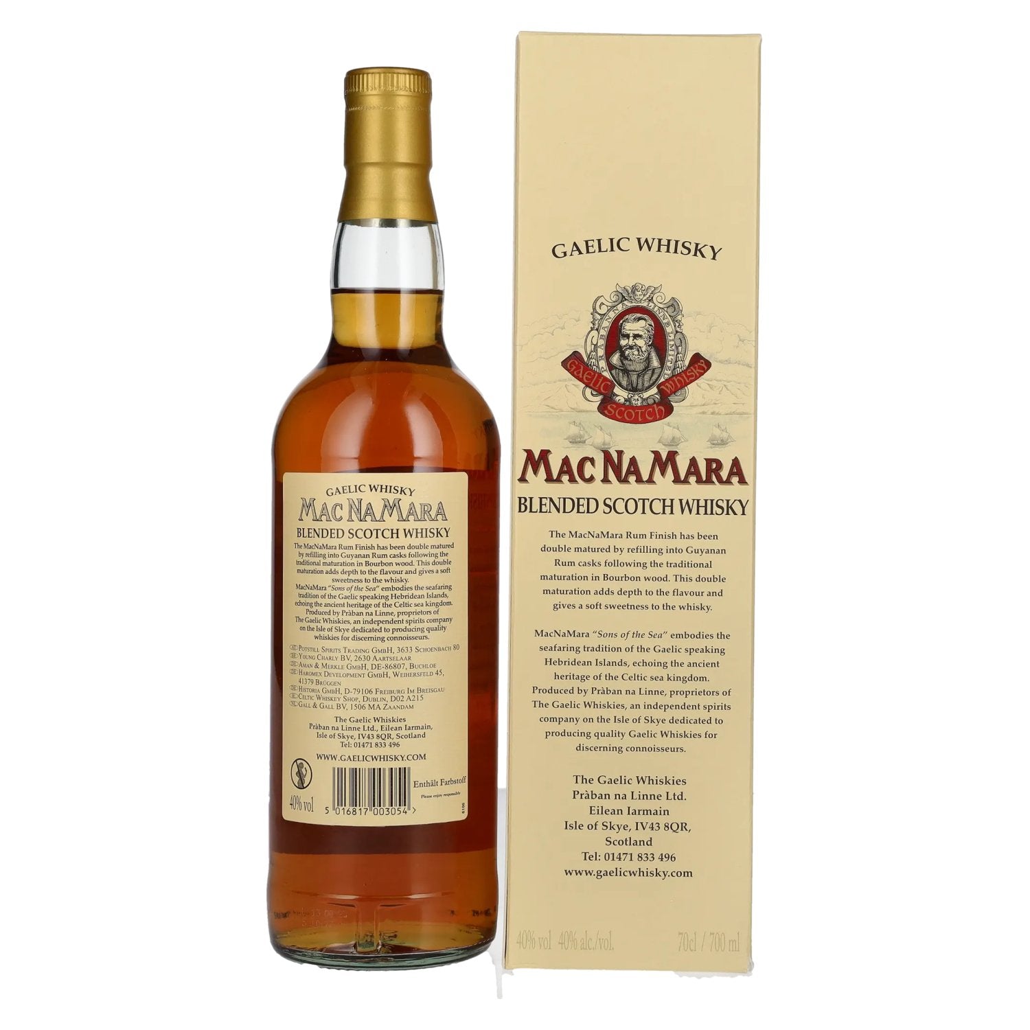 Gaelic Whisky MACNAMARA Rum Cask Finish Blended Scotch Whisky 40% Vol. 0,7l in geschenkverpakking
