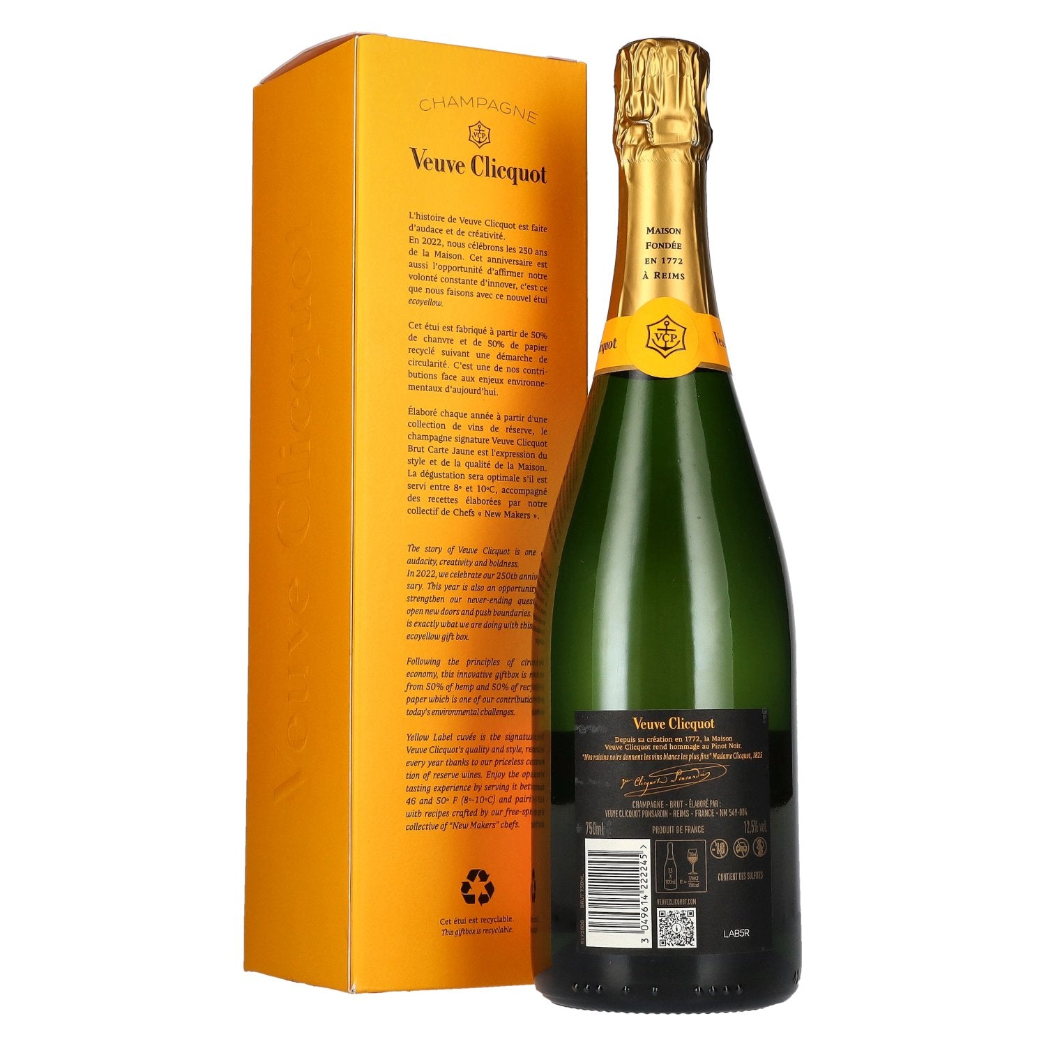 Veuve Clicquot 250 ANS Champagne Brut Yellow Label 12,5% Vol. 0,75l in geschenkverpakking
