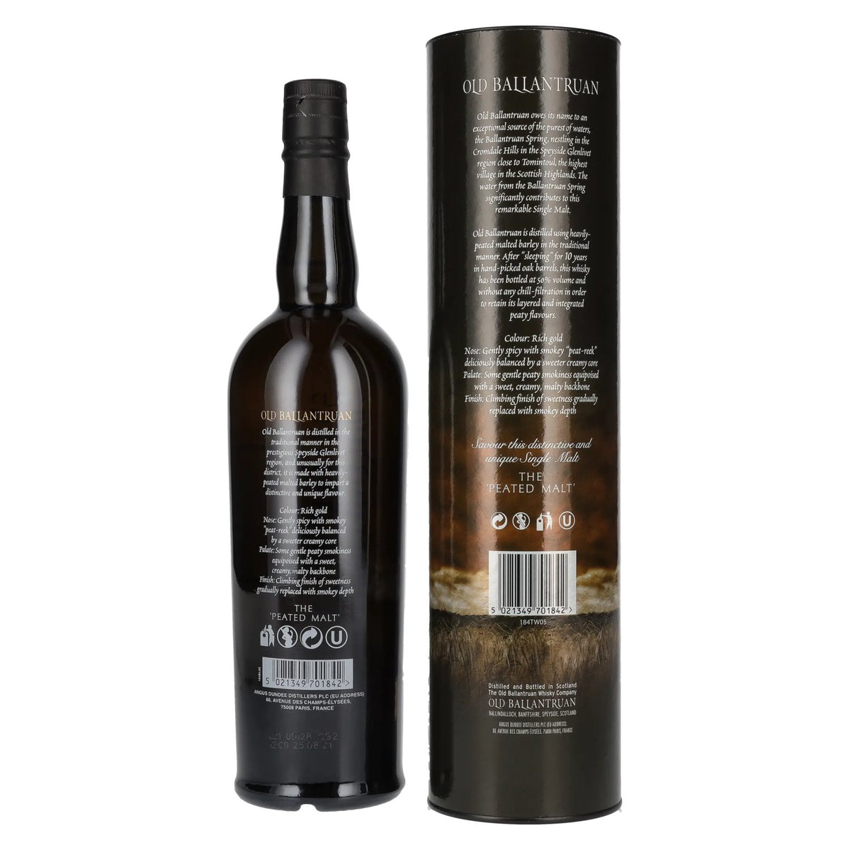 Old Ballantruan 10 Years Old THE PEATED MALT 50% Vol. 0,7l in Geschenkbox