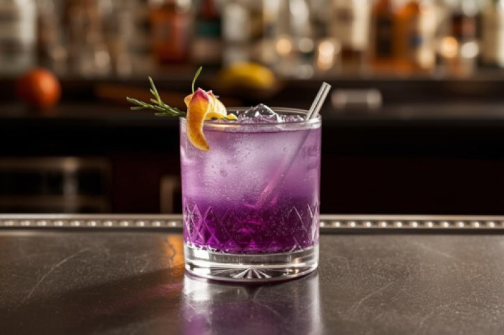 Bild zeigt Gin Cocktail mit Veilchen