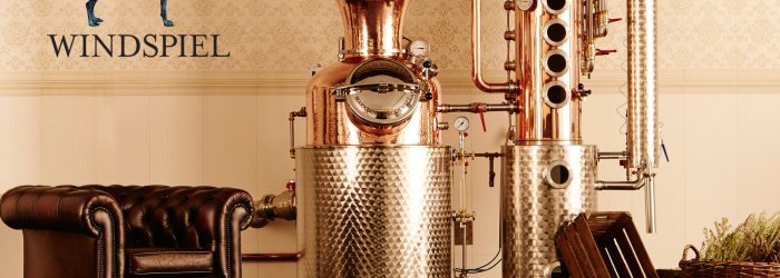 Wind chime distillery with logo