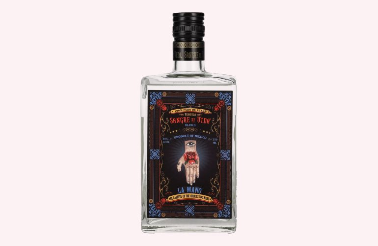 Sangre de Vida Loteria LA MANO Blanco Tequila 100% de Agave 40% Vol. 0,35l