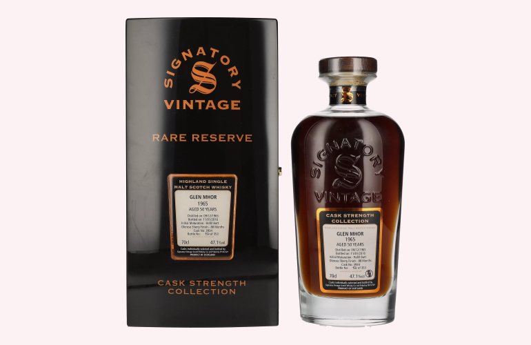 Signatory Vintage Glen Mhor RARE RESERVE 50 Years Old Cask Strength 1965 47,1% Vol. 0,7l in Holzkiste