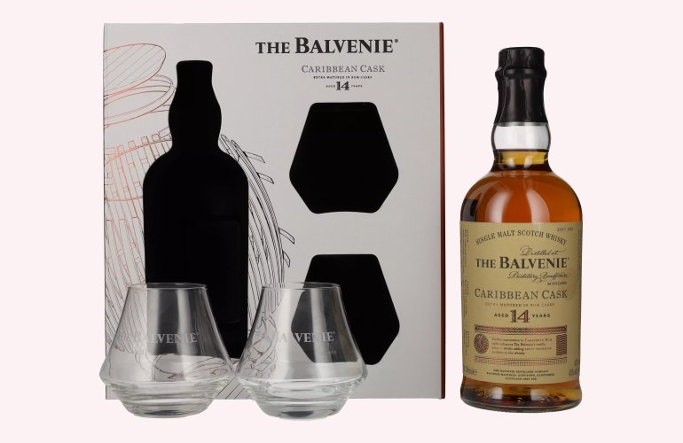 The Balvenie 14 Years Old Caribbean Cask Finish 43% Vol. 0,7l in Geschenkbox mit 2 Gläsern