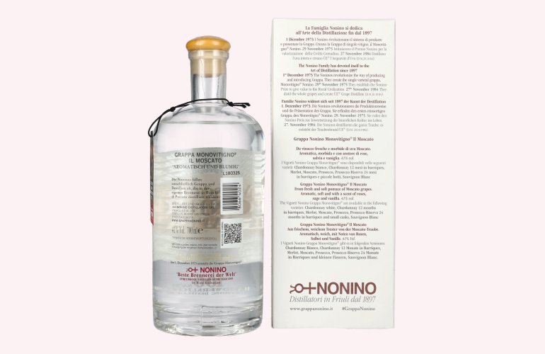 Nonino Grappa Monovitigno il Moscato 41% Vol. 0,7l in Geschenkbox