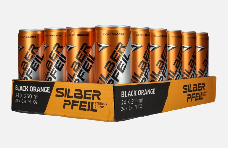 SILBERPFEIL Energy Drink BLACK ORANGE 24x0,25l Dosen