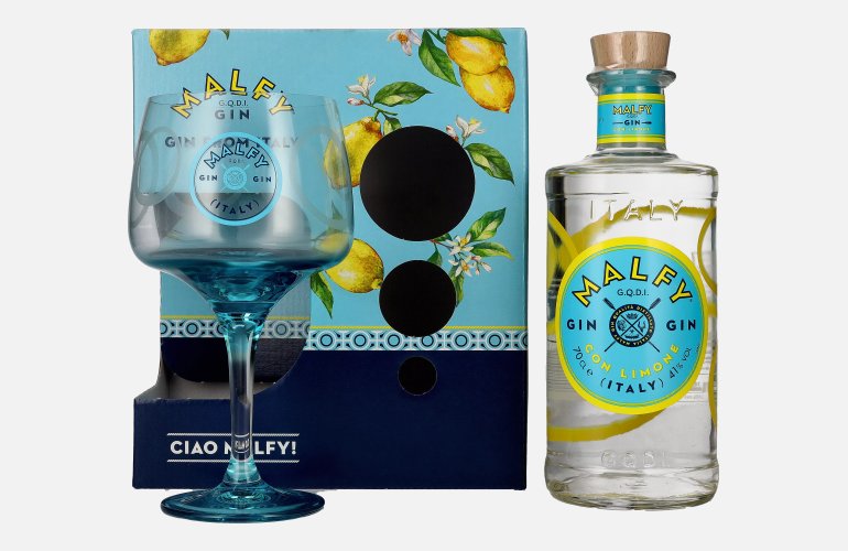 Malfy Gin CON LIMONE 41% Vol. 0,7l in Geschenkbox mit Glas