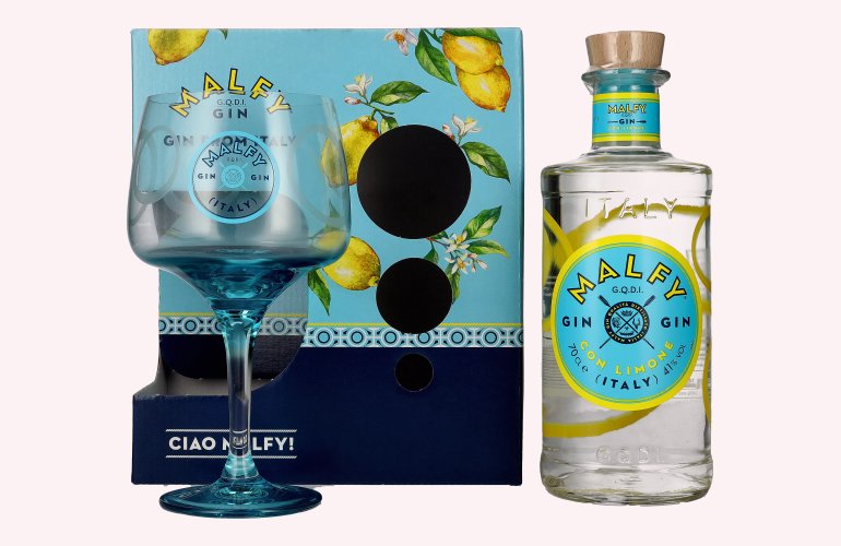 Malfy Gin CON LIMONE 41% Vol. 0,7l in Geschenkbox mit Glas