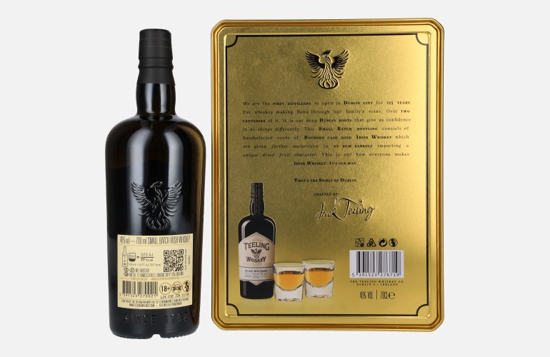 Teeling Whiskey SMALL BATCH Irish Whiskey Rum Cask 46% Vol. 0,7l in Tinbox avec 2 Verres