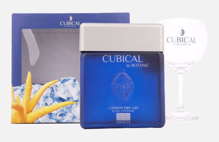 Cubical Ultra Premium London Dry Gin 45% Vol. 0,7l in Giftbox with glass