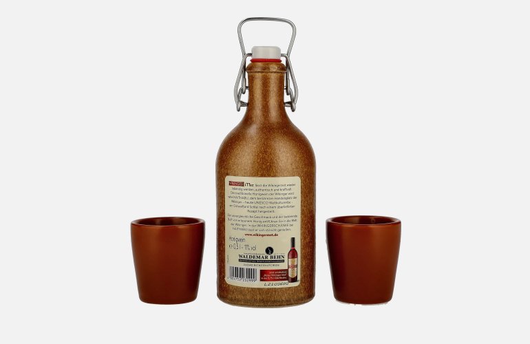 Wikinger Met Original 11% Vol. 0,5l im Tonkrug with 2 Tonbechern