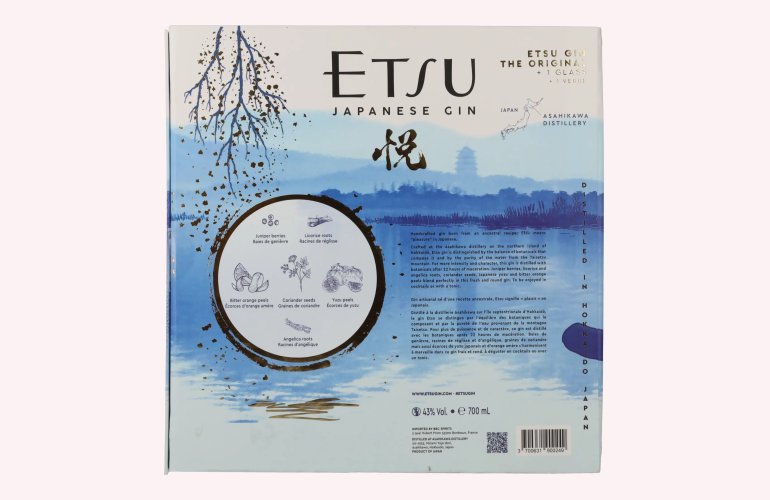 Etsu Japanese Handcrafted Gin The Original 43% Vol. 0,7l in Geschenkbox mit Glas
