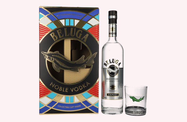 Beluga Noble Vodka EXPORT Montenegro 40% Vol. 0,7l in Geschenkbox mit Glas