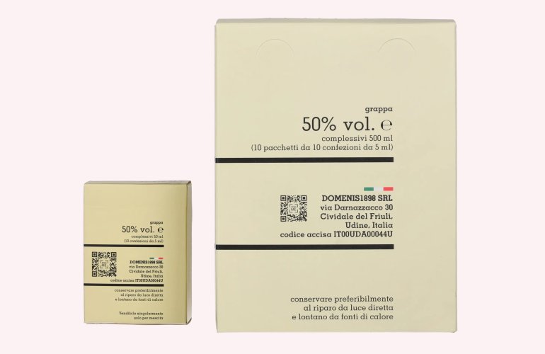 Domenis 1898 STORICA BIANCA Grappa 50% Vol. 10x10x0,05l en boîte cadeau
